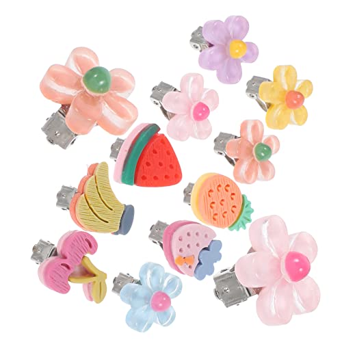PartyKindom 10 Paare Clip Ohrringe für Mädchen Süße Blumen und Fruchtdesigns Ohrclips ohne Ohrlöcher Schmuckset für Partygeschenke Teilig Kleine Blumen Kirschen von PartyKindom