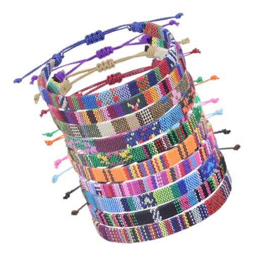 PartyKindom 10 Stück Geflochtene Armbänder Verstellbare Ethno Armbänder für Damen Strand und Surferlook Hochwertige Baumwoll Mischung für Sommer von PartyKindom