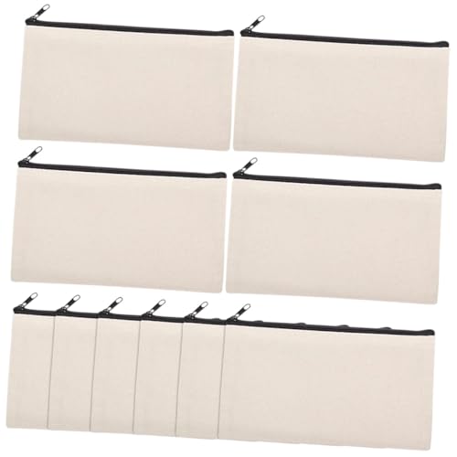 PartyKindom 10 Stück Teiliges Canvas Heat Transfer Kosmetiktäschchen mit Reißverschluss Leere DIY Stoffbeutel zum Bemalen Vielseitige Organizer Tasche für Make Up Stifte und Reiseaccessoires von PartyKindom
