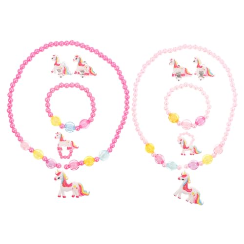 PartyKindom 10 Stück Teiliges Einhorn Schmuckset für Mädchen Jahre Einschließlich Armband Halskette Haarring und Ohrringen Hautfreundlich und Vielseitig für Partys und Geschenke von PartyKindom