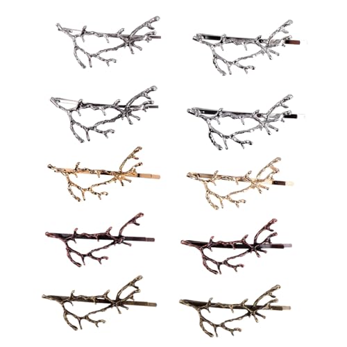 PartyKindom 10 Stück Teiliges Kreative Geweih Haarspangen für Mädchen Haarschmuck Silber Gold Antikrot und Antiksilber Haarclips zur Verschönerung für Partys und Besondere Anlässe von PartyKindom