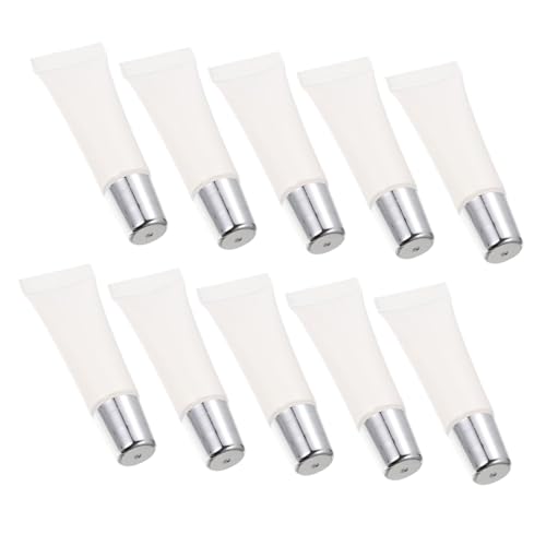 PartyKindom 10 Stück Transparente Nachfüllbare Lippenpflegestift Tuben mit Silbernem Schraubverschluss Portable Lip Gloss Behälter für DIY Lippenbalsam Lip Oil und Flüssige Kosmetik von PartyKindom