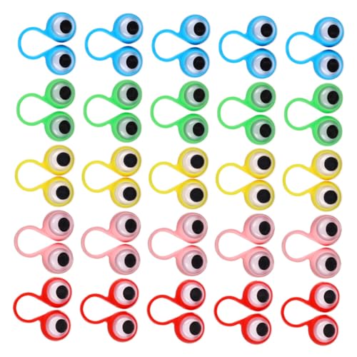 PartyKindom 100 Stück Bunte Eyeball Finger Ringe Interaktiv Tragbar Party Mitgebsel Geburtstagsgeschenk für Kreative Aktivität von PartyKindom