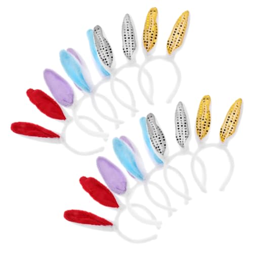 PartyKindom 10stücke Hasenohren Haarreifen Für Osterfeiern Mischstyle Haarschmuck Plüsch Und Glitzer Bequem Und Leicht Zu Tragen von PartyKindom