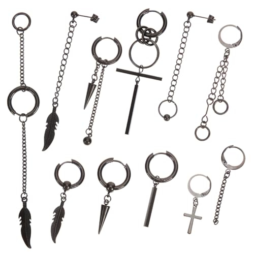 PartyKindom 11 Stück Teiliges Herren Ohrclips Dangle Ohrringe Damen Modisch Vielseitig für Alltag und Fest Schmuck von PartyKindom