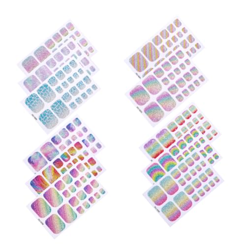 PartyKindom 11 Stück Teiliges Zehennagel Sticker Wasserdichtes Selbstklebendes Nagel Design mit Regenbogenfarbenem Glitzer für Diy Zehennagelkunst Sommerpartys und Täglichen Gebrauch von PartyKindom