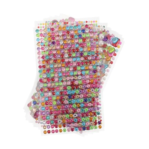 PartyKindom 11blätter Bögen Glitzernde Edelsteinaufkleber Selbstklebende Strasssteine Zum Basteln Farbige Acrylsteine Mit Flacher Rückseite Glitzernde Dekoration Für Persönliche von PartyKindom
