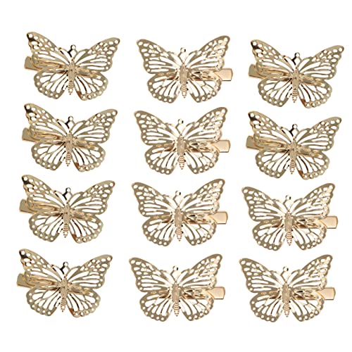 PartyKindom 12 Stück Schmetterlings Haarspangen aus Metall Haarklammern Rutschfeste Clips für Damen für Tägliche Styles und Festliche Anlässe von PartyKindom