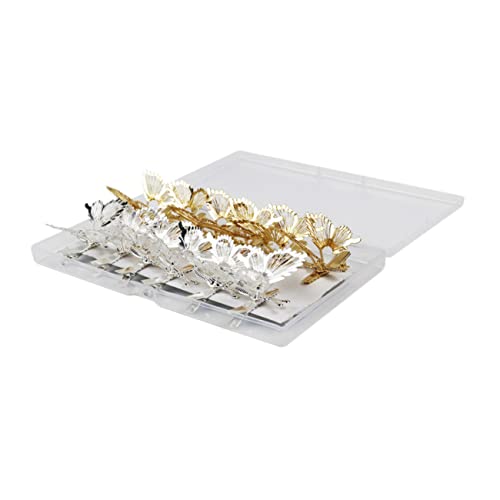 PartyKindom 12 Stück Schmetterlings Haarspangen für Damen Design Rutschfest Praktische Haarklammern für Partys und Reisen Glänzendes Metall Gold Silber von PartyKindom