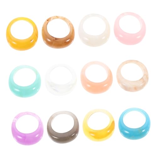 PartyKindom 12 Stück Teiliges Bunte Ringe Damen Chunky Resin Ring Modisch Geometrisch Individuell Tragbar Schmuck Freundin von PartyKindom