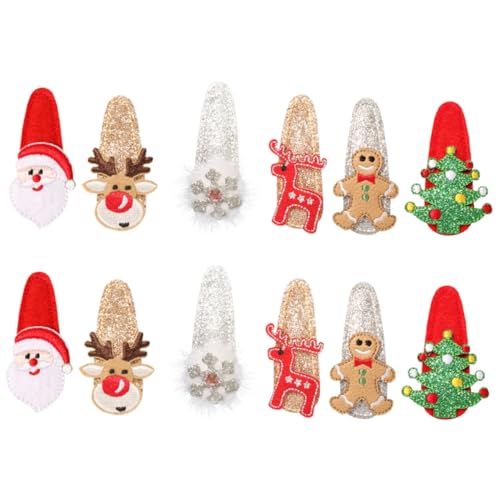 PartyKindom 12 Stück Teiliges Weihnachts Haarclip mit Glitzerschneeflocken und Rentiergeweih Kleine Festliche Haarspangen für Damen und Mädchen Sicherer Vielseitige Designs für Party und von PartyKindom