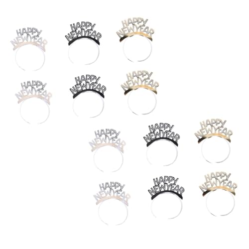 PartyKindom 12 Stück Teiliges Year Party Haarschmuck aus Papier Kreative Frohes Neues Jahr Haarreifen in Gold Schwarz Silber Einzigartiger Kopfschmuck für Silvester Feier und Karneval von PartyKindom
