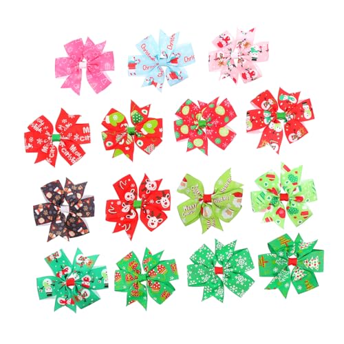 PartyKindom 15 Stück Teiliges Weihnachts Haarschmuck mit Schleifen Haarklammern für Mädchen Bogenförmige Haarspangen Festliche Haarnadeln für Party Geburtstag und Alltag Sanfte Materialien von PartyKindom