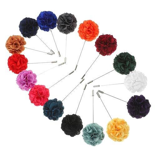 PartyKindom 16 Stück Teiliges Herren Ansteckblumen Stoffbrosche Blütenform Anzug Dekoration Reversnadel Modeaccessoire für Sakko und Hemd von PartyKindom