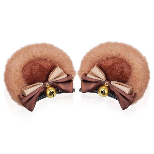 PartyKindom Bärenohren Haarspangen für Mädchen mit Schleife Kawaii Haarschmuck Cosplay Süße Bärenohren Haarschleifen für Festivals und Partys von PartyKindom