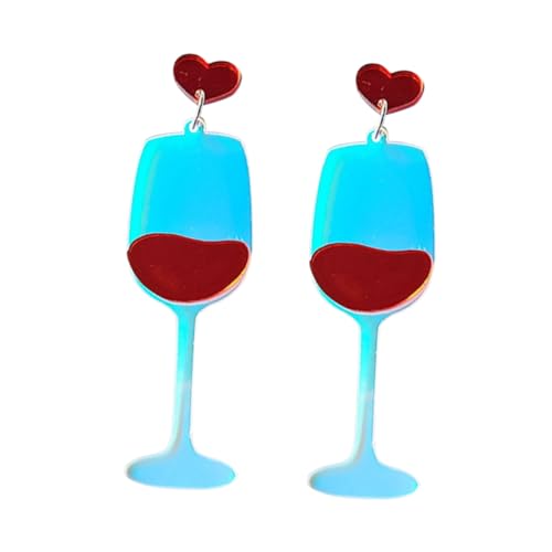 PartyKindom 1Paar Dangle Ohrringe Form von Weingläsern Einzigartige Farbenfrohe Ohrschmuck für Frauen Besondere Anlässe von PartyKindom