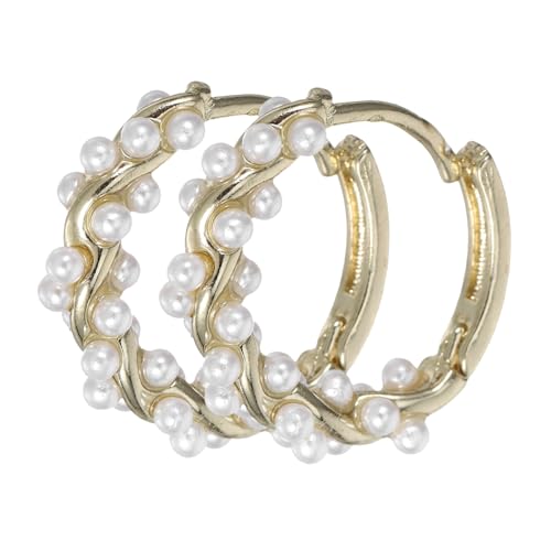 PartyKindom 1Paar Goldene Creolen mit Perlen Damen Ohrringe Modischer Schmuck Hochzeiten Besondere Anlässe Einzigartiges Design mit Romantischen PartyKindom 1Paar Goldene Creolen mit Perlen Damen Ohrringe Modischer Schmuck Hochzeiten Besondere Anlässe Einzigartiges Design mit Romantischen von PartyKindom