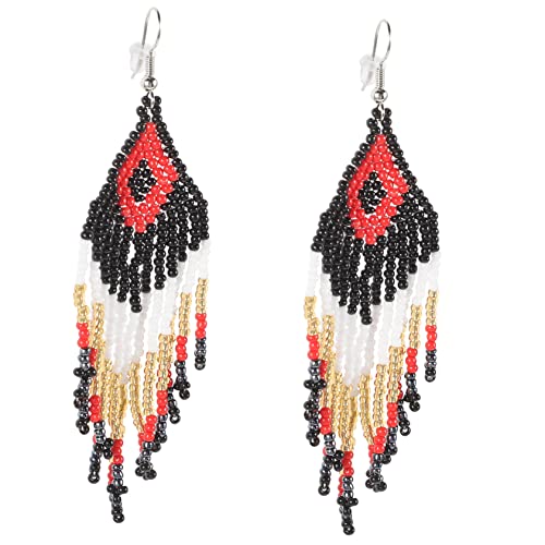 PartyKindom Perlen-fransen-tropfenohrringe Für Damen Perlen-quastenohrringe Im Bohemian-stil Perlenfransen-ohrhänger Lange Perlenquastenohrringe Statement-ohrringe Für Frauen von PartyKindom