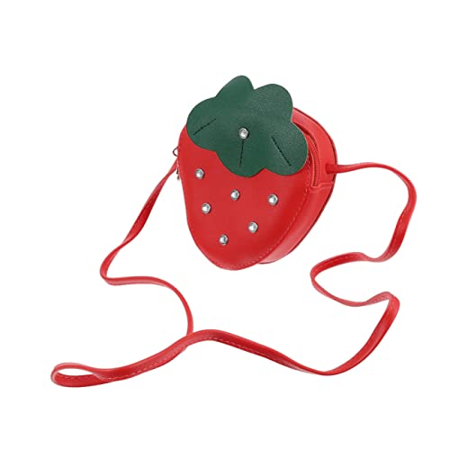 PartyKindom Erdbeer-Muster Handtasche Mädchen Pu Frucht Stil Geldbörse Schultertasche Umhängetasche Reißverschlusstasche von PartyKindom