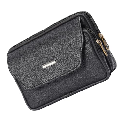 PartyKindom Mobiltelefon Tasche Mit Geldbörse Gürteltasche Für Handy Schwarz Sport-gürteltasche Mit Reißverschluss Outdoor Reise Tasche Aus Pu- Für Männer von PartyKindom