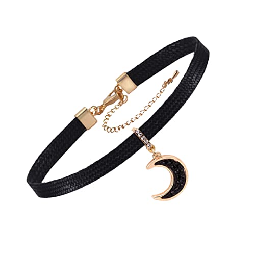 PartyKindom Mond Choker Halskette Kurze Schwarze Halskette Stilvolles Mit Anhänger Für Freizeit Und Besondere Anlässe Charmanter Halsschmuck Für von PartyKindom
