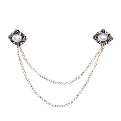 PartyKindom 1Stück Vintage Herren Brosche Krawattennadel Clip mit Kette für Anzug und Hemd Eleganter Kragen Pin Hochwertiger Perfektes für Besondere Anlässe von PartyKindom