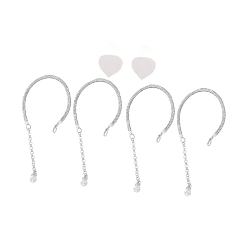 PartyKindom 2 Paare Abnehmbare High Heels Schuhriemen mit Antirutsch Design Funkelnde Strass und Perlenverzierung Antidrop Absatzschutz Komfortable Pump Riemchen für Damen Silberfarbenes mit von PartyKindom