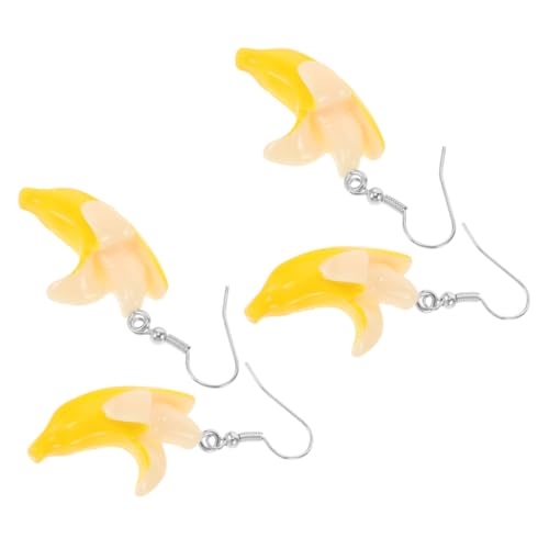 PartyKindom 2 Paare Bananen Ohrhänger Damen Gelb Kreative Frucht Ohrringe Modischer Schmuck Für Party Alltag Kostüm Karneval von PartyKindom