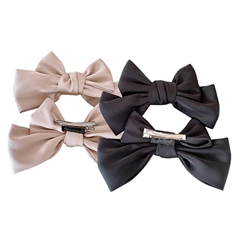 PartyKindom 2 Paare Bogen Haarklammern für Mädchen Haarschmuck mit Schleifen Hellbraun und Schwarz Leichte und Tragbare Haarspangen für für Alltag und Partys von PartyKindom