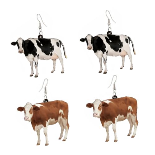 PartyKindom 2 Paare Damen Kuh Ohrringe Cartoon Ohrhänger Leicht Hautfreundlich Mädchen Schmuck Geschenkidee PartyKindom 2 Paare Damen Kuh Ohrringe Cartoon Ohrhänger Leicht Hautfreundlich Mädchen Schmuck Geschenkidee von PartyKindom
