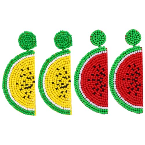 PartyKindom 2 Paare Damen Ohrhänger Wassermelone Perlen Ohrringe Sommer Schmuck Handgefertigt Bunte Dangle Ohrringe für Frauen Modisches Accessoire PartyKindom 2 Paare Damen Ohrhänger Wassermelone Perlen Ohrringe Sommer Schmuck Handgefertigt Bunte Dangle Ohrringe für Frauen Modisches Accessoire von PartyKindom