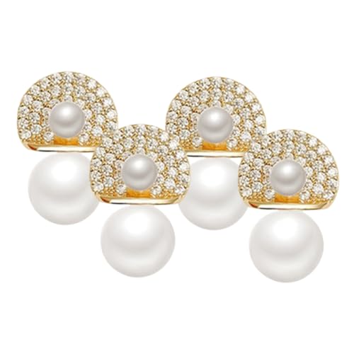 PartyKindom 2 Paare Damen Perlen Ohrstecker mit Funkelnden Strasssteinen Party Ohrringe Leicht und Stilvoll Modisches Schmuckset für Besondere Anlässe und Geschenkidee von PartyKindom