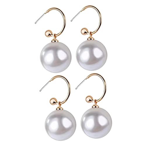 PartyKindom 2 Paare Große Perlenohrringe Ohrstecker Elegant Leicht zu Tragen Sicher Komfortabel für Party Tanz von PartyKindom