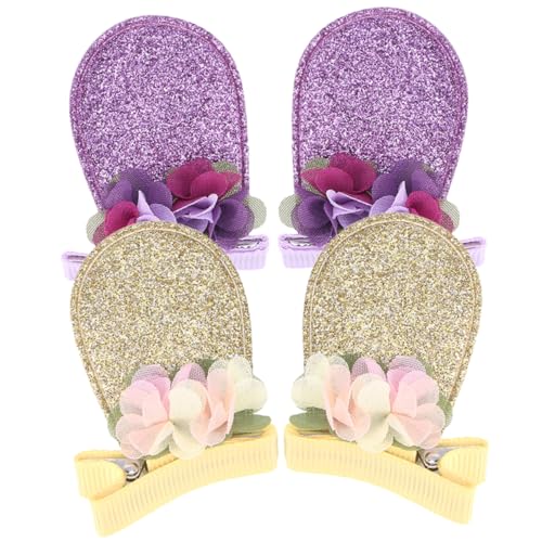 PartyKindom 2 Paare Haarschmuck mit Bunny Ohr Haarspangen Bequeme Langlebige Haarklammern für Mädchen Liebevolles Design für Besondere Anlässe Teiliges von PartyKindom