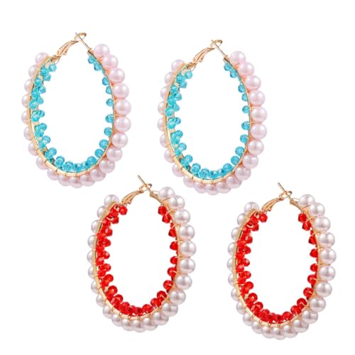 PartyKindom 2 Paar Perlenohrringe Runde Ohrhänger Für Frauen Modischer Ohrschmuck Hypoallergen Für Empfindliche Ohren Für Hochzeiten Und Alltag von PartyKindom