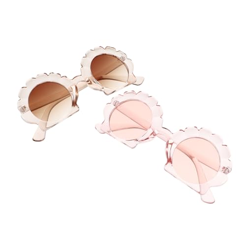 PartyKindom 2 Paare Teiliges Sonnenbrillen Unregelmäßige Muschelform Modisch Leichte UV schutz Outdoor Sonnenbrille für Fotorequisite und Strandaccessoire Transparent Transparent Rosa von PartyKindom
