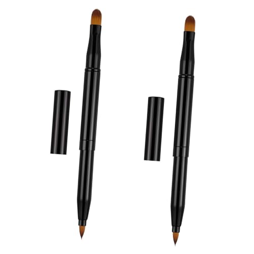 PartyKindom 2 STÜCK Einziehbare Doppelseitige Lippenpinsel Vielseitiger Makeup Brush mit Kunststoffgriff und Synthetischen Fasern Wiederverwendbar für Lippenstift Eyeliner Augenbrauen Tragbar von PartyKindom