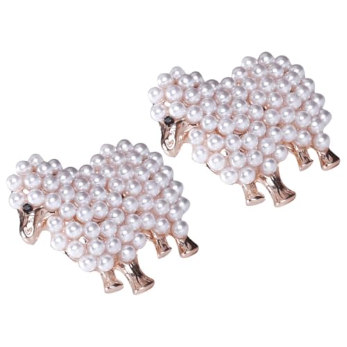 PartyKindom 2 STÜCK Vintage Brosche Damen Schaf mit Perlen Elegante Anstecknadeln für Kleidung und Taschen Leichtes Vielseitiges Accessoire für Mantel Schal und Outfit von PartyKindom