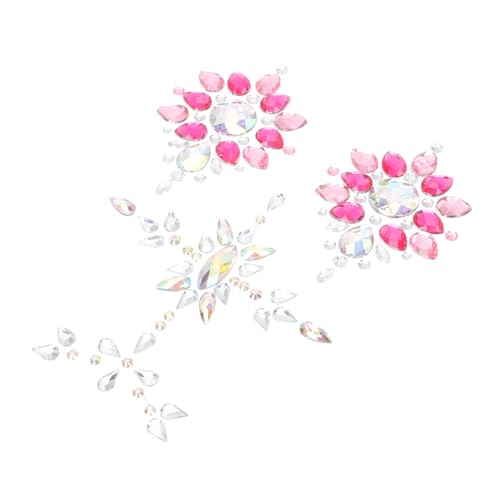 PartyKindom 2 Sätze Brust Schmuck Strasssteine Selbstklebend Körper Edelsteine Glitzer Brust Juwelen für Frauen Festival Karneval Party Body Gems Sticker von PartyKindom