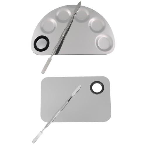 PartyKindom 2 Sätze Edelstahl Make up Mischpalette Langlebig Wiederverwendbar mit Löchern Kosmetisches Mischwerkzeug für Foundation Lippenstift Lidschatten Nagelgel von PartyKindom