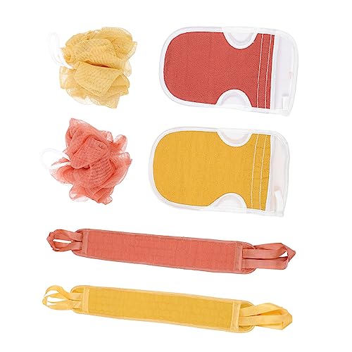 PartyKindom 2 Sätze Peeling Badetücher mit Starkem Reinigungseffekt Exfolierender Handschuhe und Langem Schrubber Unisex Schnelltrocknend zur Haut für Intensives Körperpeeling von PartyKindom