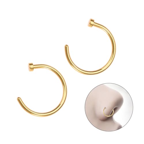 PartyKindom 2 Stck C Förmiger Nasenring aus Chirurgischem Titanstahl Goldfarben Unisex Nasenpiercing Schmuck Hautfreundlich Leicht Einzusetzen Glatte Oberfläche für Damen und Herren Geeignet von PartyKindom