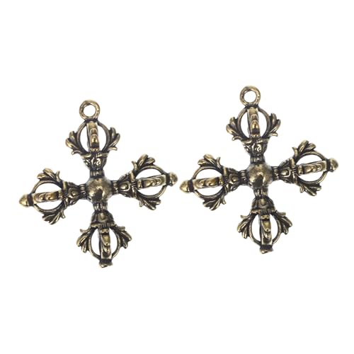 PartyKindom 2 Stück Antiker Messing Vajra Schlüsselanhänger Vintage Buddhismus Schlüsselbund Anhänger Elegantes Design für Dekoration und DIY Schmuckherstellung von PartyKindom