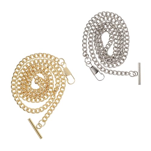 PartyKindom 2 Stück Bar Taschenuhr Kette Vintage Design Jeans Gürtel Kette Uhrkette Anhänger Herren Damen Accessoire Gold Silber von PartyKindom