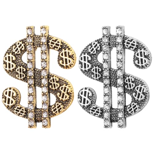 PartyKindom 2stücke Anstecknadel Brosche Mit Dollarsymbol Aus Zinklegierung Für Herren Kleidungsdekoration Mit Glitzernden Strasssteinen Shirts Jacken Mützen Streetwear-events von PartyKindom