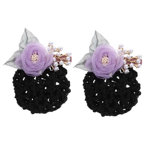 PartyKindom 2 Stück Blumen Haarnetz Dutt Netz Minimalistischer Haarschmuck Damen Elegant Stoff Metall Alltagsstil Frisur Zubehör für Krankenschwestern Stewardessen von PartyKindom