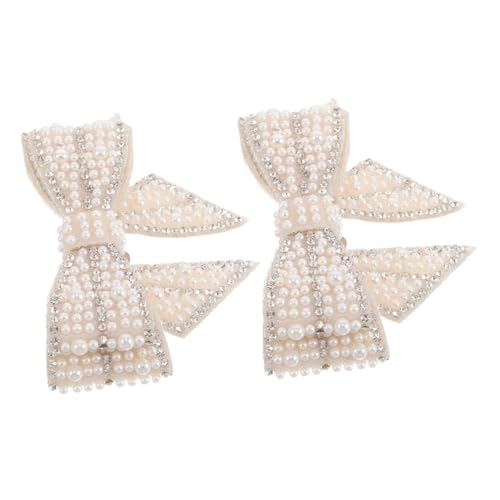 PartyKindom 2 Stück Bridal Shoe Clips Strass Schleifen Dekoration mit Perlen für Damen High Heels Wedges Ballerinas Hochzeit Party Schuhschmuck Langlebig von PartyKindom