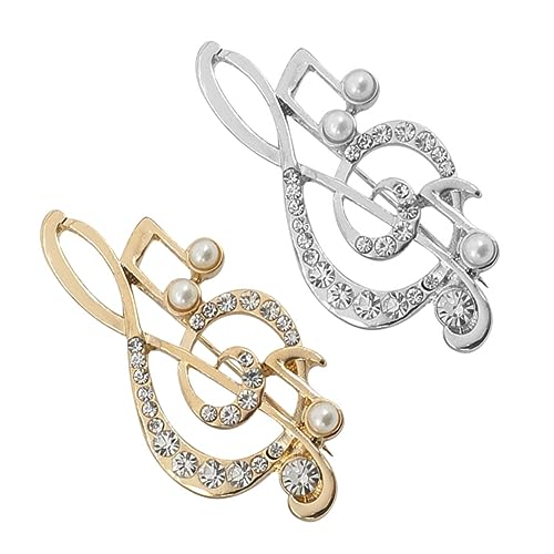 PartyKindom 2 Stück Broschen Musiknoten mit Strass Legierte Anstecknadeln für Damen und Herren Modischer Schmuck für Partys Festliche Dekoration für Kleidung Taschen und Pullover von PartyKindom
