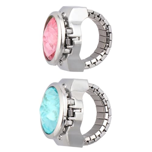 PartyKindom 2 Stück Clamshell Finger Watches Quartz Ring Watches mit Flip Cover Modische Fingeruhren Damen Herren Schmuckaccessoire Geschenkidee von PartyKindom