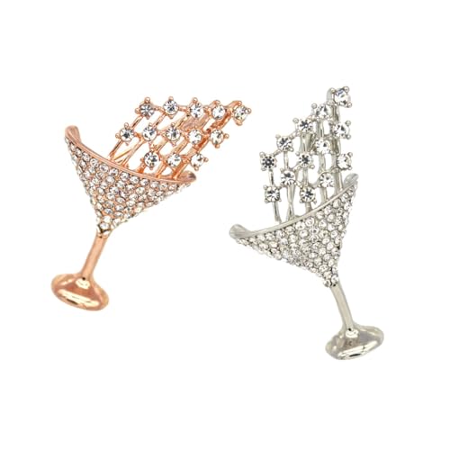 PartyKindom 2 Stück Cocktailglas Brosche Kreative Anstecknadel mit Funkelnden Details für Damen Party Zubehör Kleine Geschenkidee Vielseitig Kombinierbar für Fest Geburtstag Zufällige Farbe von PartyKindom